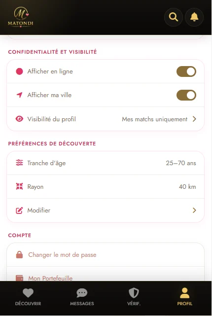 Préférences de confidentialité MATONDI